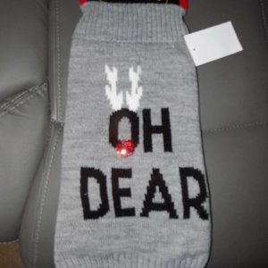 WOOF OH DEER Gray Knit Sweater Pet Sweater Size M NEW